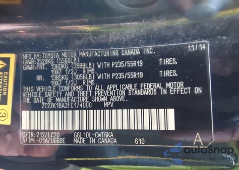 2015 Lexus Rx 350 z USA, uszkodzony, nr VIN 2T2ZK1BA2FC174000